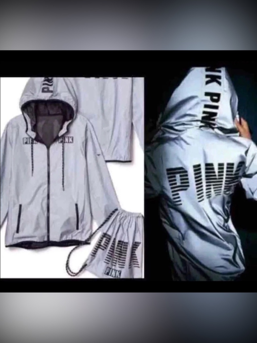 PINK Victoria's Secret Reflective Limited Release 002 Anorak Windbreaker Jacket